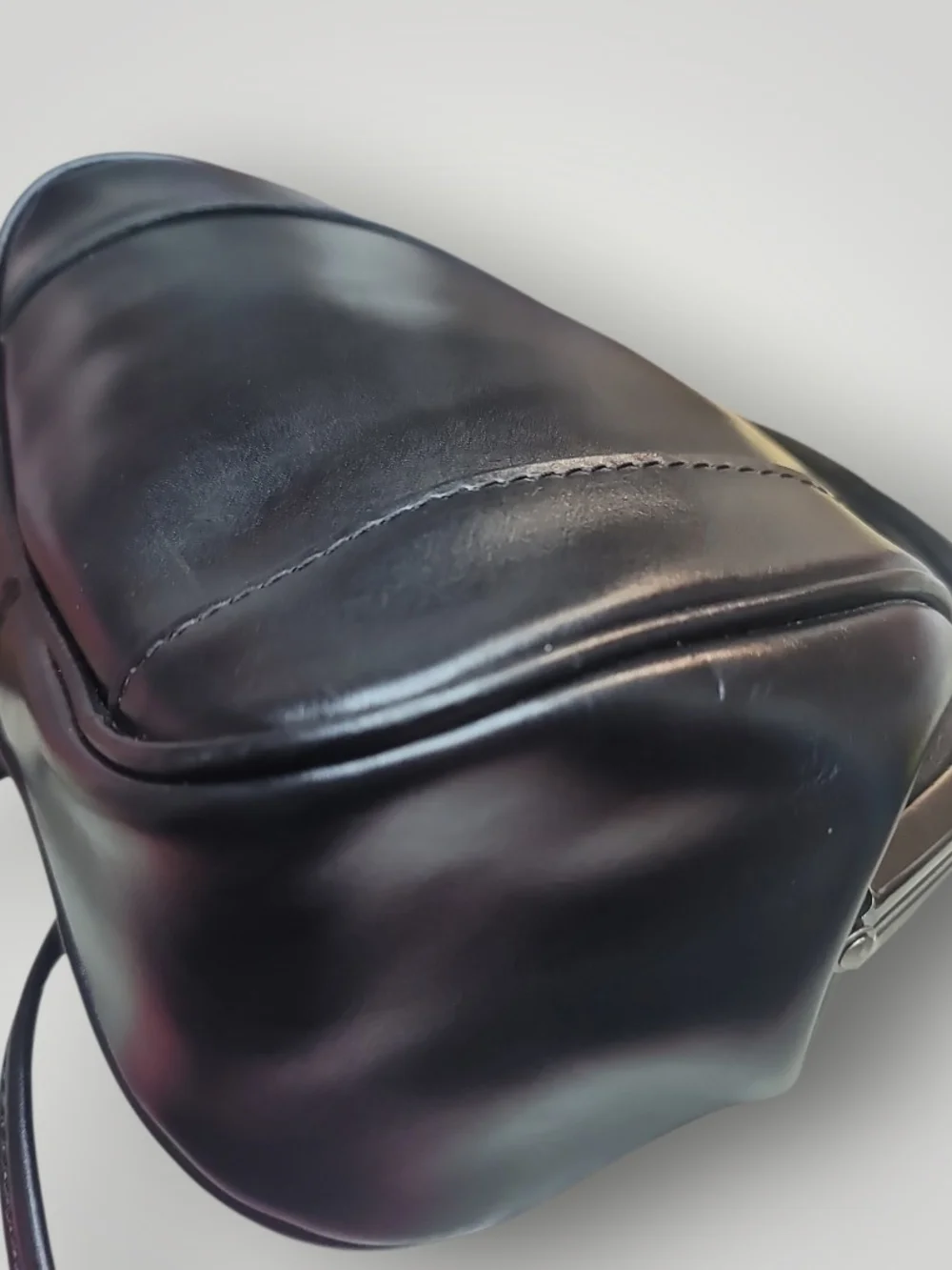 Patricia Nash Portafina Frame Black Leather Kisslock Crossbody Bag EUC